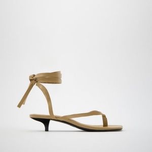 Zara Square Toe Lace Up Leather Sandals